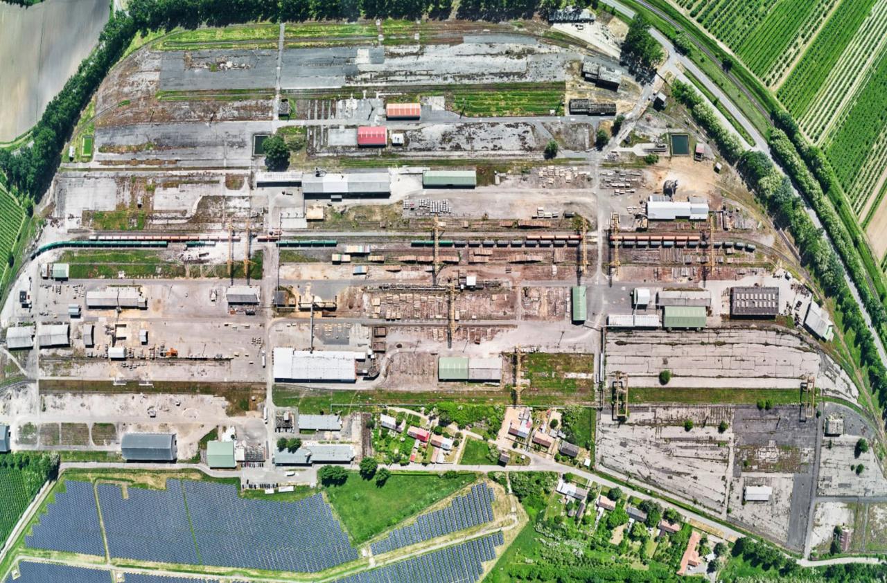Aerial overview of Tuzser Industrial Estate